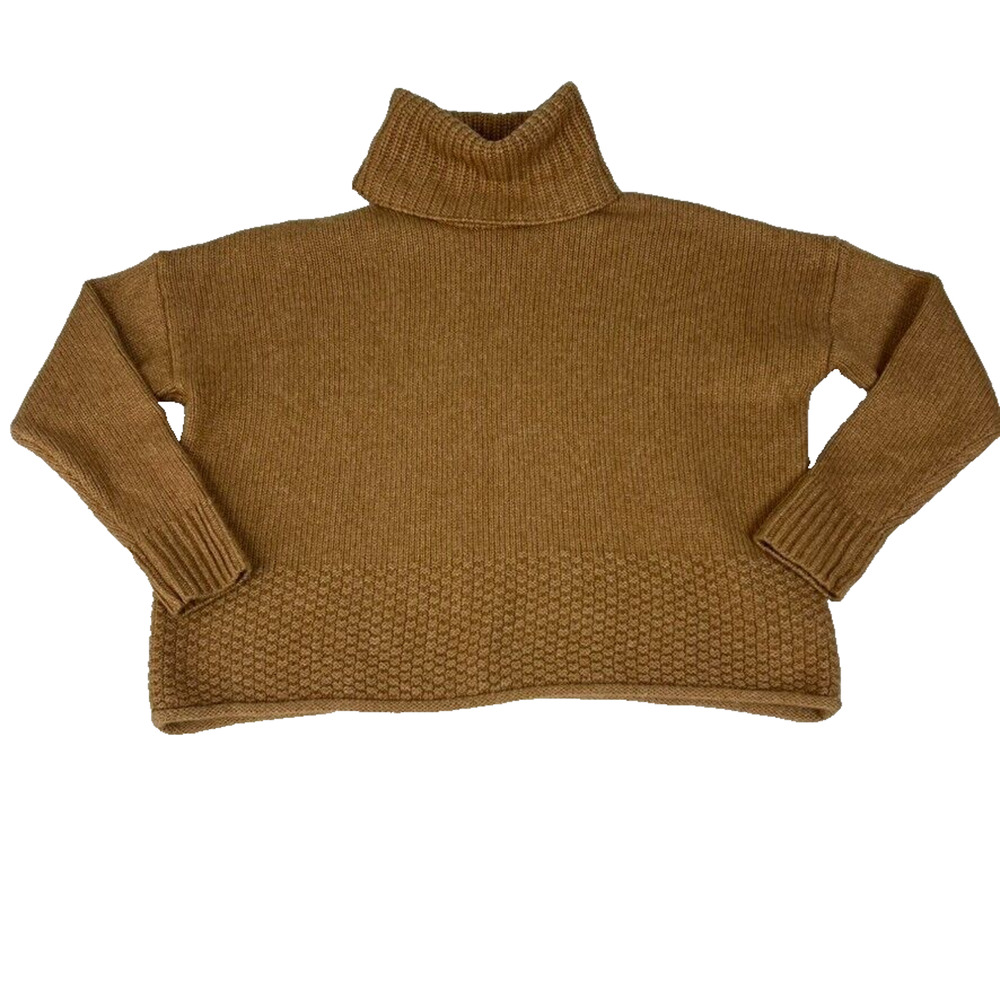 Madewell Sweater Womens XS Brown Sadler Turtleneck Merino Wool Crop Pullover